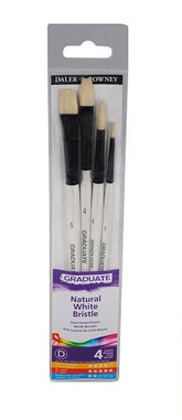 Daler Rowney Graduate Brush Wallet Long Handle Natural Bristle Bright - Synth 4 Brush Lh Set - Al Masam Stationery LLC